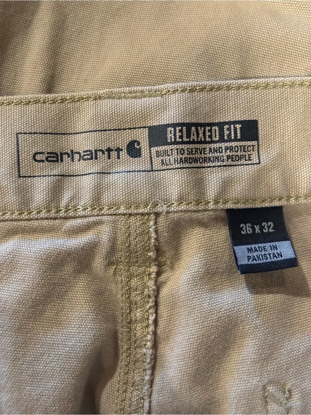 Carhartt Men's Khaki Relaxed Fit Rugged Flex Work Pant 36x32